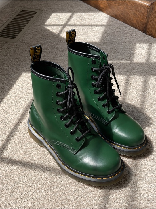 Dr. Martens Shoes - Dr. Martens Green 1460 Smooth Leather Lace Up Boots